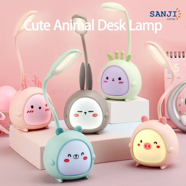 LED Cute Animal Small Table Lamp Adjustable Night Light Bedroom Bedside Lamp Eye Protection Reading Lamp Children's Sleep Lamp